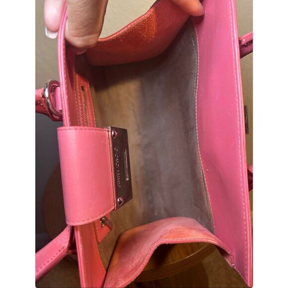 Jimmy Choo Riley Mini Bag Purse Pink Leather & Suede Preppy Convertible Handbag - Picture 8 of 8